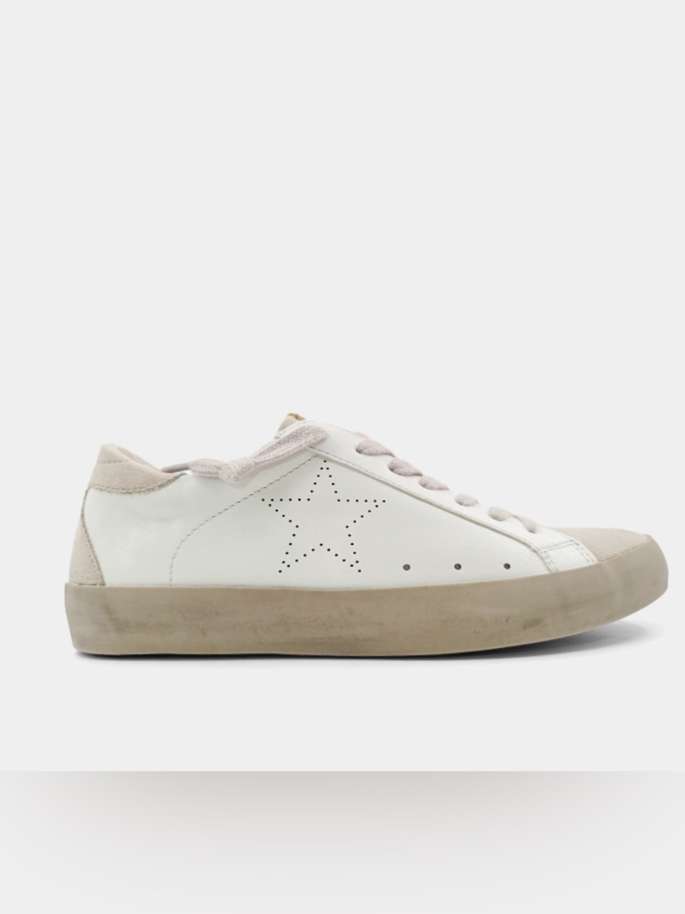 SHU SHOP Mia White Vintage Inspired Distressed Star Low Top Sneaker Size 5 New - Picture 2 of 5